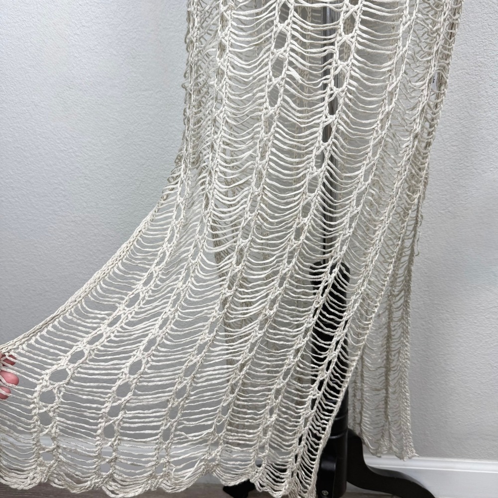 Harem Accessories Cream Beige Cotton Open Knit Crochet Maxi Dress Corfu Greece - Picture 3 of 7